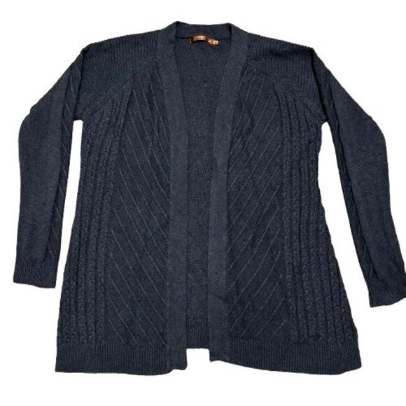 Belle by Belldini Women's Cardigan Sweater Sz L Charcoal Gray Knit Open Front - Picture 1 of 12